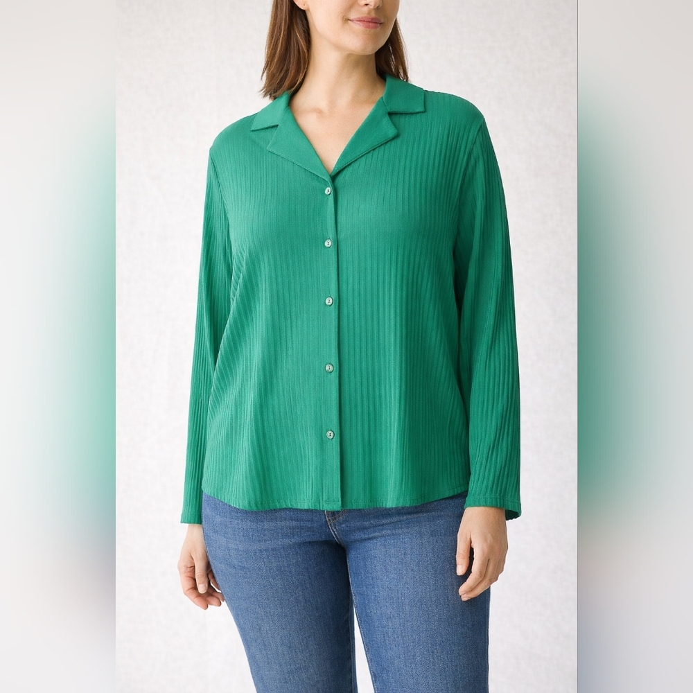 Adrianna Papell Vibrant Green Button Down Shirt
